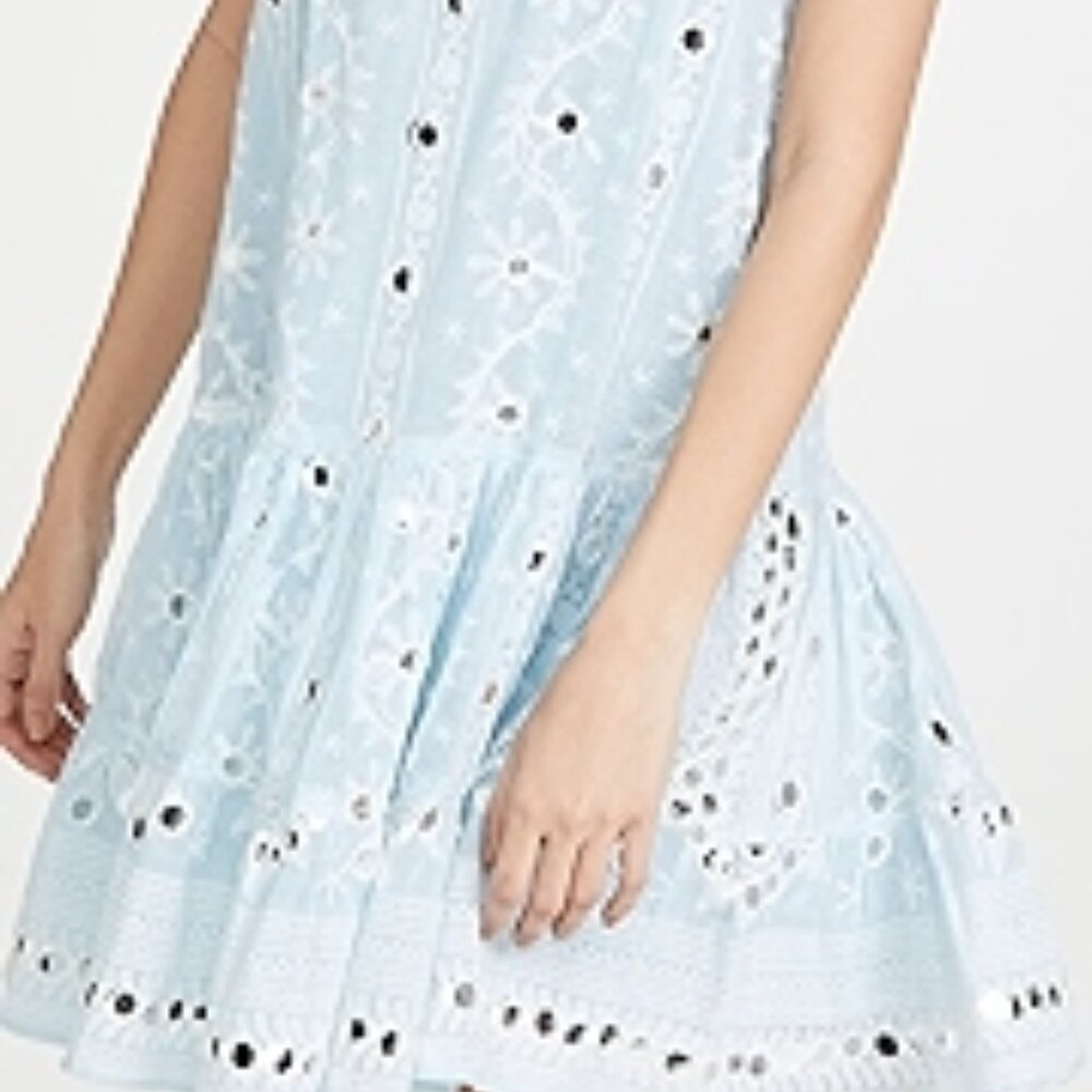 NWOT Juliet Dunn Strappy Dress in Solid Pale Blue/White Sz 2 US6/8